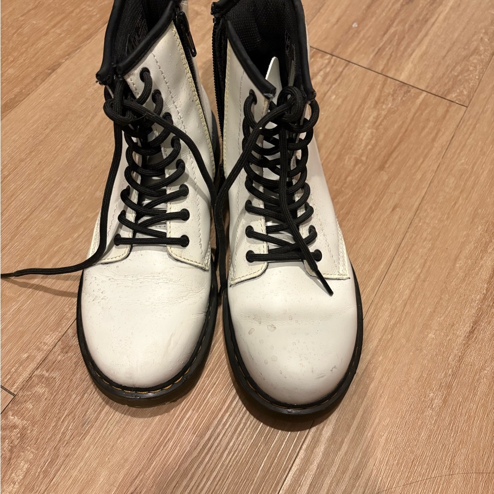 Dr. Martens White and Black Combat Boots